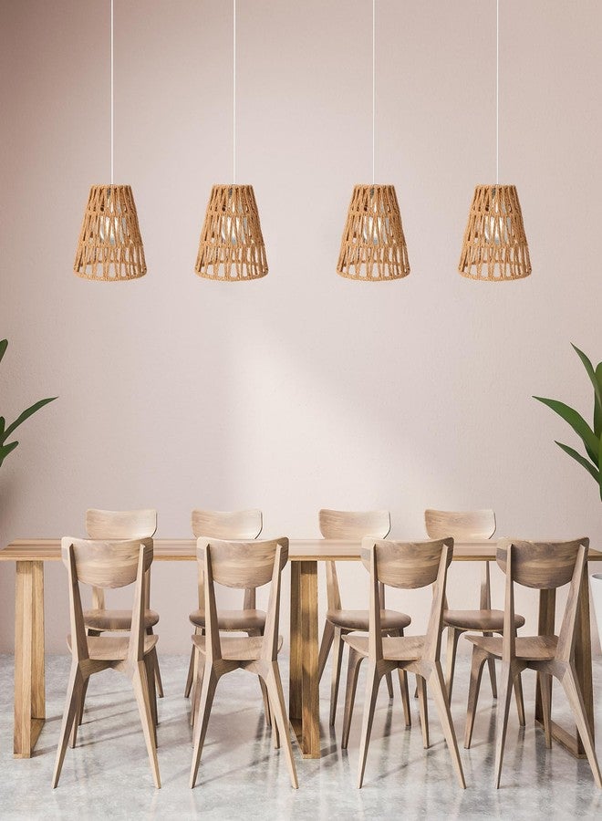 Tujoe 3 Pcs Small Rattan Bell Lamp Shade Boho Handwoven Barrel Rattan Chandelier Shades Replacement for Table Floor Lamp Pendant Light Fixtures, 5.5" H x 5.9" D, 2.76" Fitter - Image 4